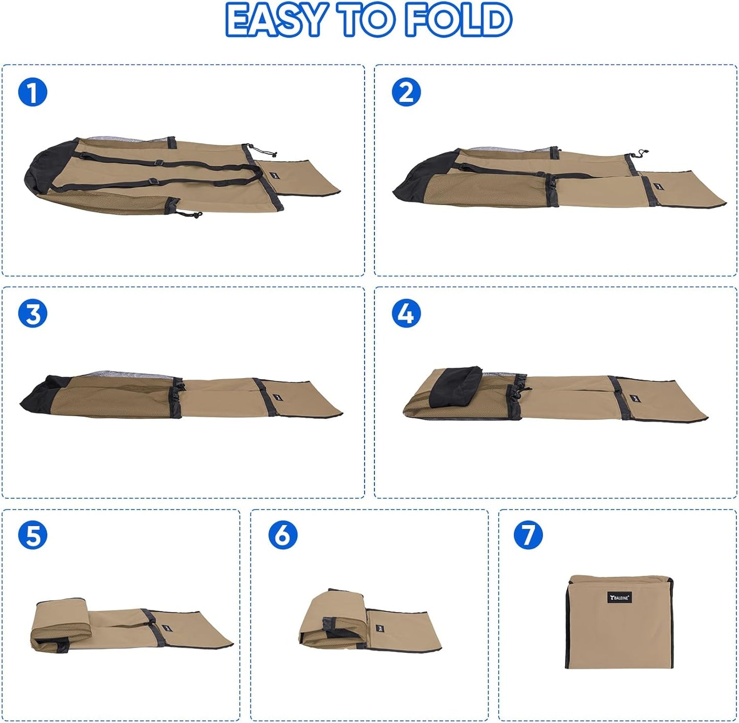 BALEINE 150L Laundry Bag Backpack, 900D Oxford Fabric Large Travel Laundry Bags with Shoulder Straps and 2 Mesh Pockets for College Dorm, Apartment, Laundromat (Khaki, 150L)