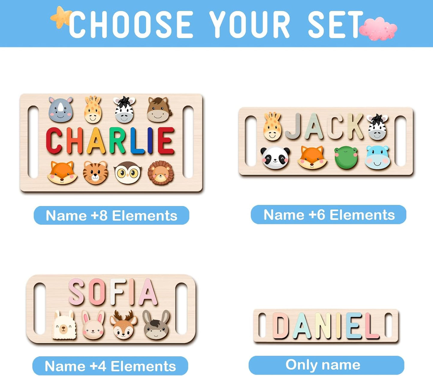 Newly Upgraded Personalized Name Puzzle for Kids, Custom Name Puzzle Personalized Baby Gifts 1st Birthday for Boys Girls Montessori Toys Nursery Decor Toddler Educational Toys