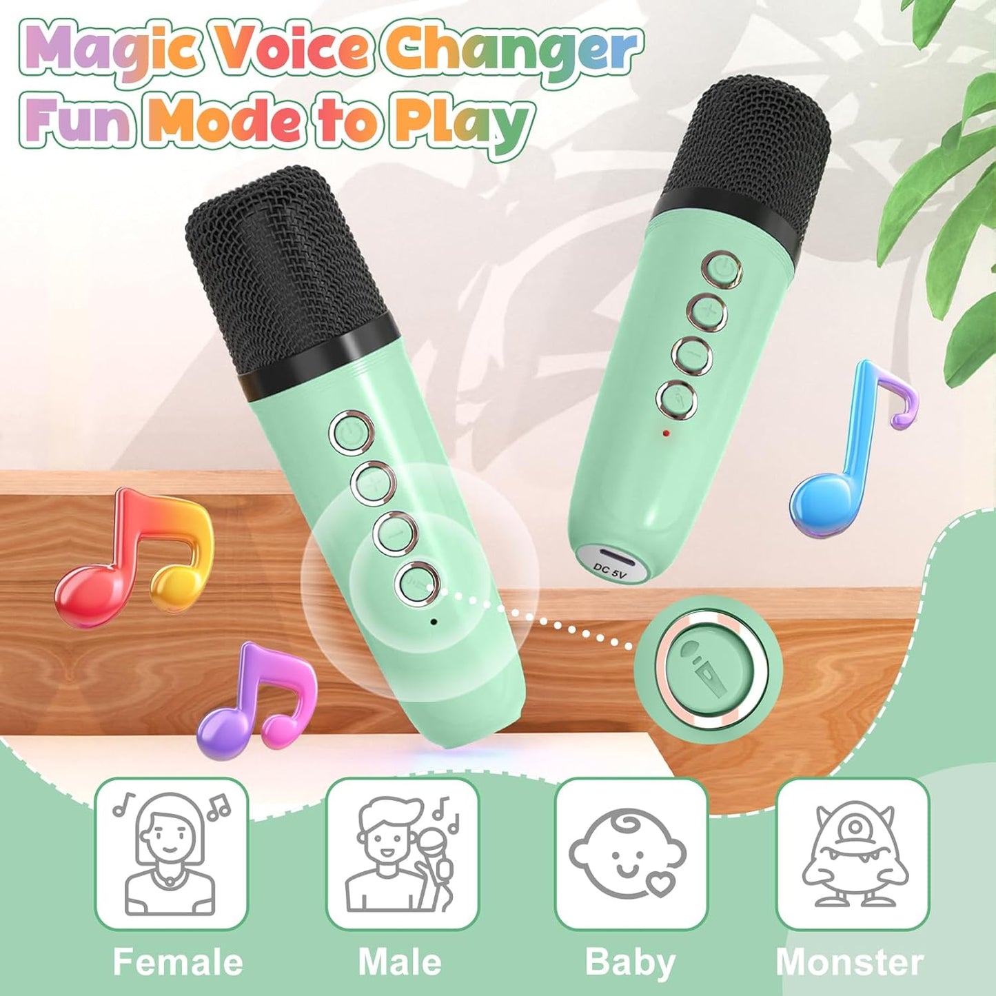 FLUESTON Mini Karaoke Machine for Kids Adults, Portable Bluetooth Speaker with 2 Wireless Microphones, Birthday Kids Gifts Toys for Girls Ages 3, 4, 5, 6, 7, 8, 9,10,11,12+ Years Old