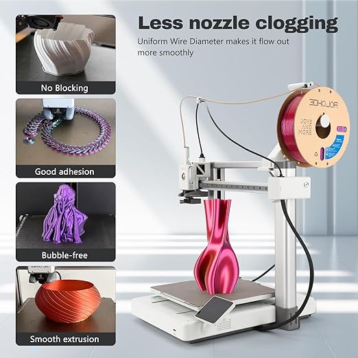 Silk PLA Filament 1.75mm Red Gold Purple Triple Color PLA 3D Printer Filament 3 in 1 Coextrusion 1KG Spool(2.2lbs) 3D Printing Filament Dimensional Accuracy +/- 0.03mm