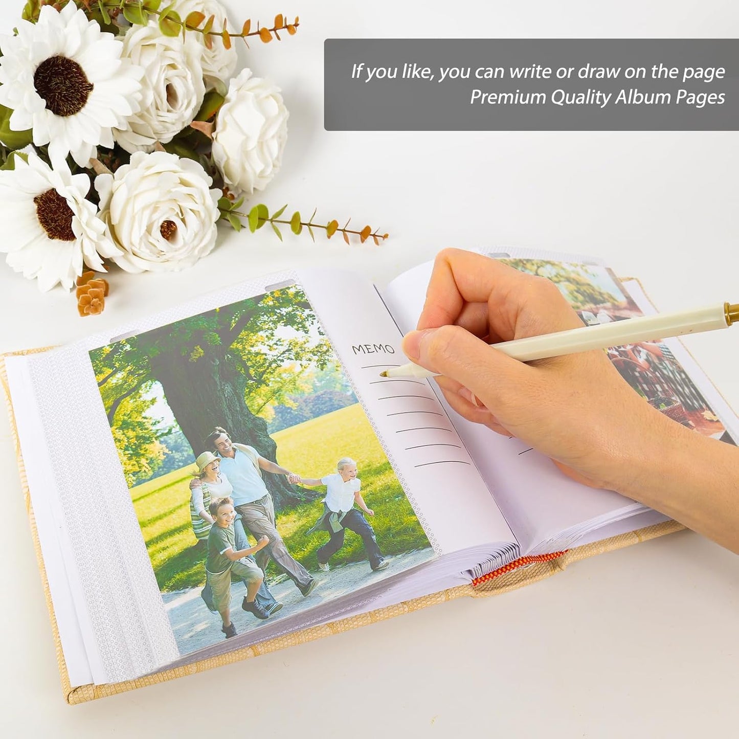 RECUTMS Photo Album with Memo Hold 100 4x6 Photos with Memo Areas, Slip in Pockets PU Leather Cover Small Photo Book with Front Window for Memories Couple Kids Family Pictures (Purple)