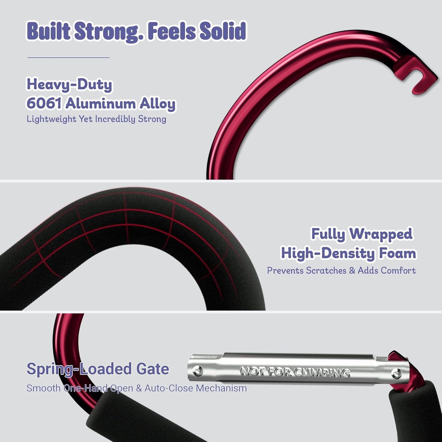 sprookber 6.7 Inch Large Stroller Hooks for Diaper Bags & Purses, Heavy Duty Mommy Hooks for Shopping, Grocery, Backpack – Baby Stroller Accessories, Set of 2 (Red)