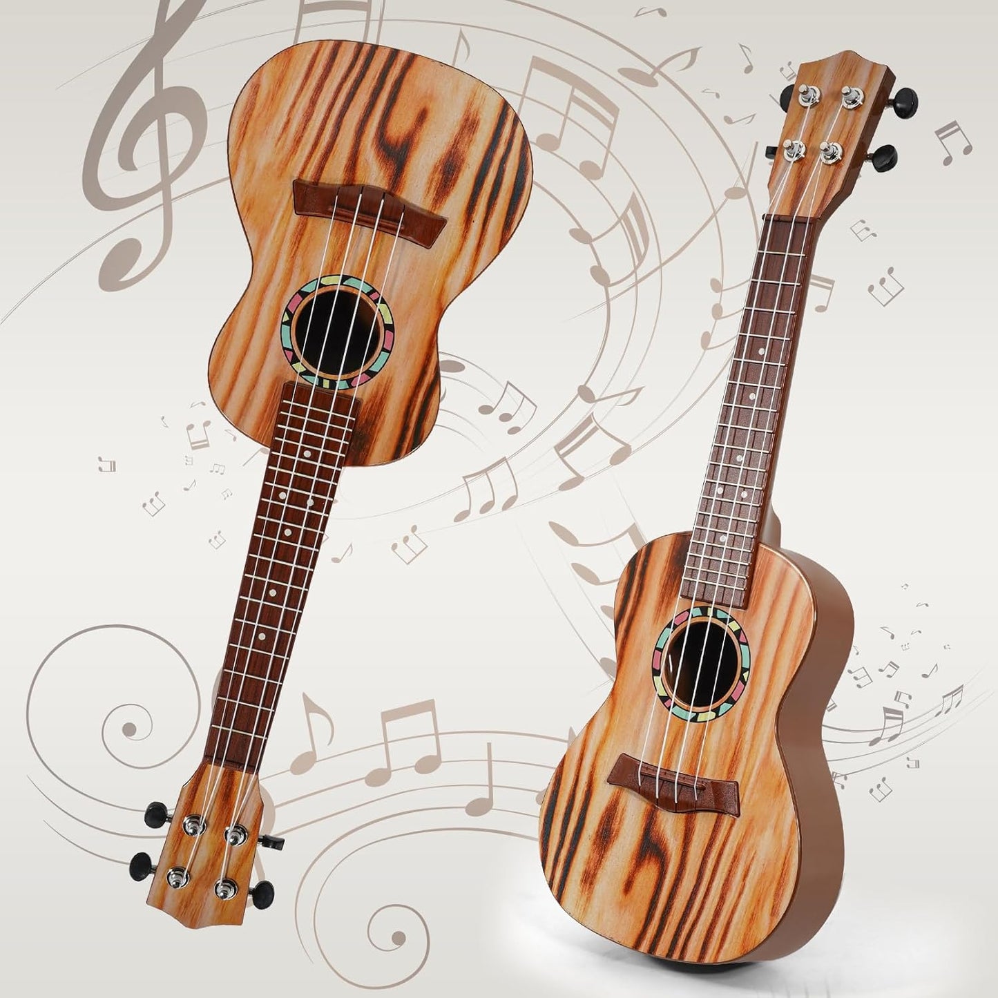 Raimy Kids Guitar Ukulele - 21in Ukulele Guitar Toys for Kids Ages 3 4 5 6 7+ Year Old Boys Girls Simulated Sound Quality Music Instruments Learning Education (Yellow)