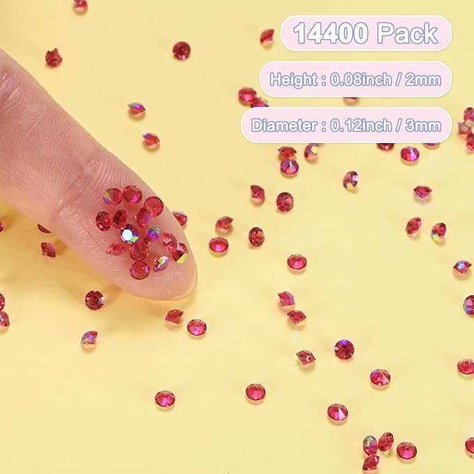 14400-Pack Acrylic Diamonds, 0.12 Inch/3mm Wedding Table Scatter Confetti Crystals for Vase Fillers/Art Craft, Acrylic Diamonds Gems [Purple Red AB]