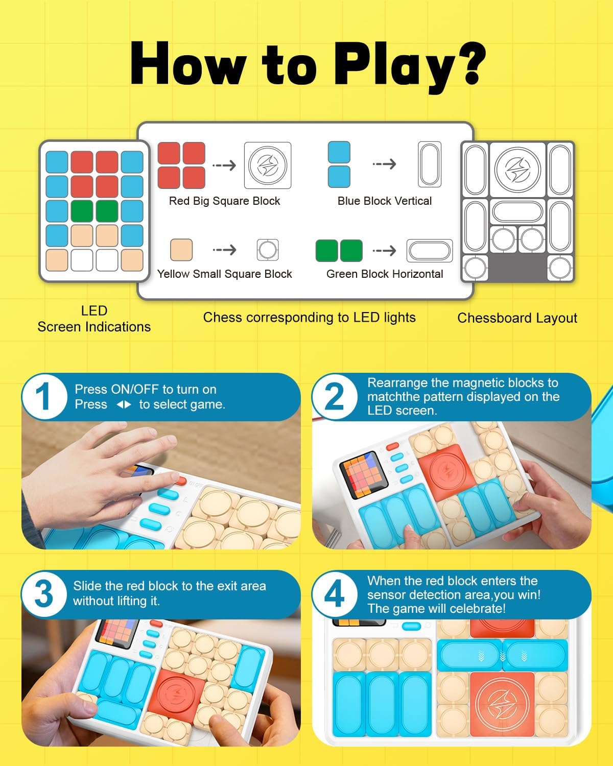 Super Slide Puzzle Games, Handheld Electronic Brain Teaser with 500+ Challenges 7 Levels for Boys, Girls, Adults - Portable Learning Toys Birthday Gifts for Travel, Road Trip, Easter Basket