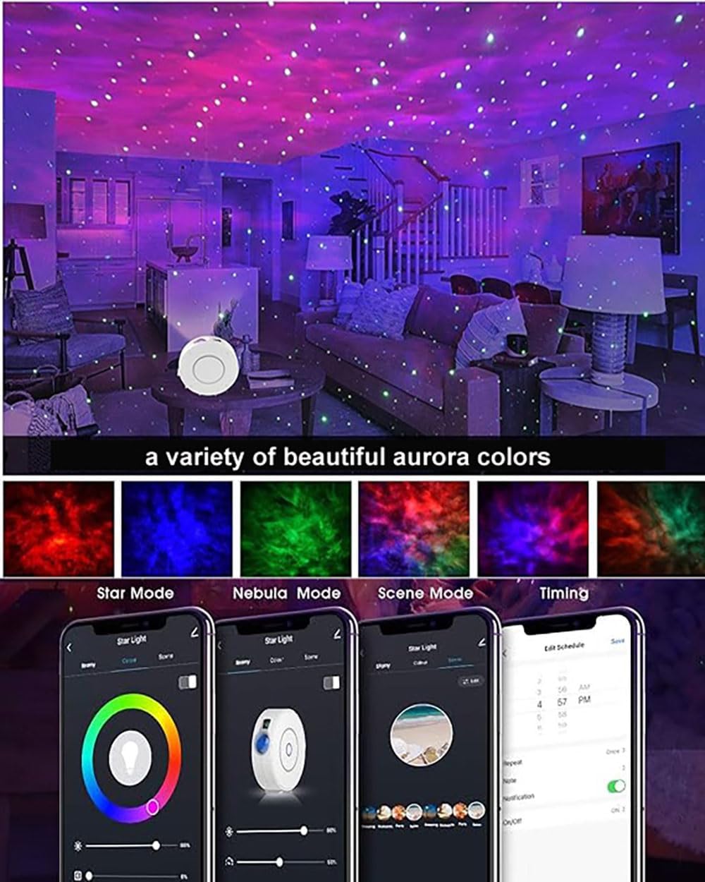 Galaxy Projector for Bedroom, Star Projector,Smart APP Memory Setting, Compatible with Alexa & Google Home, for Kids Adults Bedroom,Room Decor,Game Room,Party (Yellow Star+Remote)