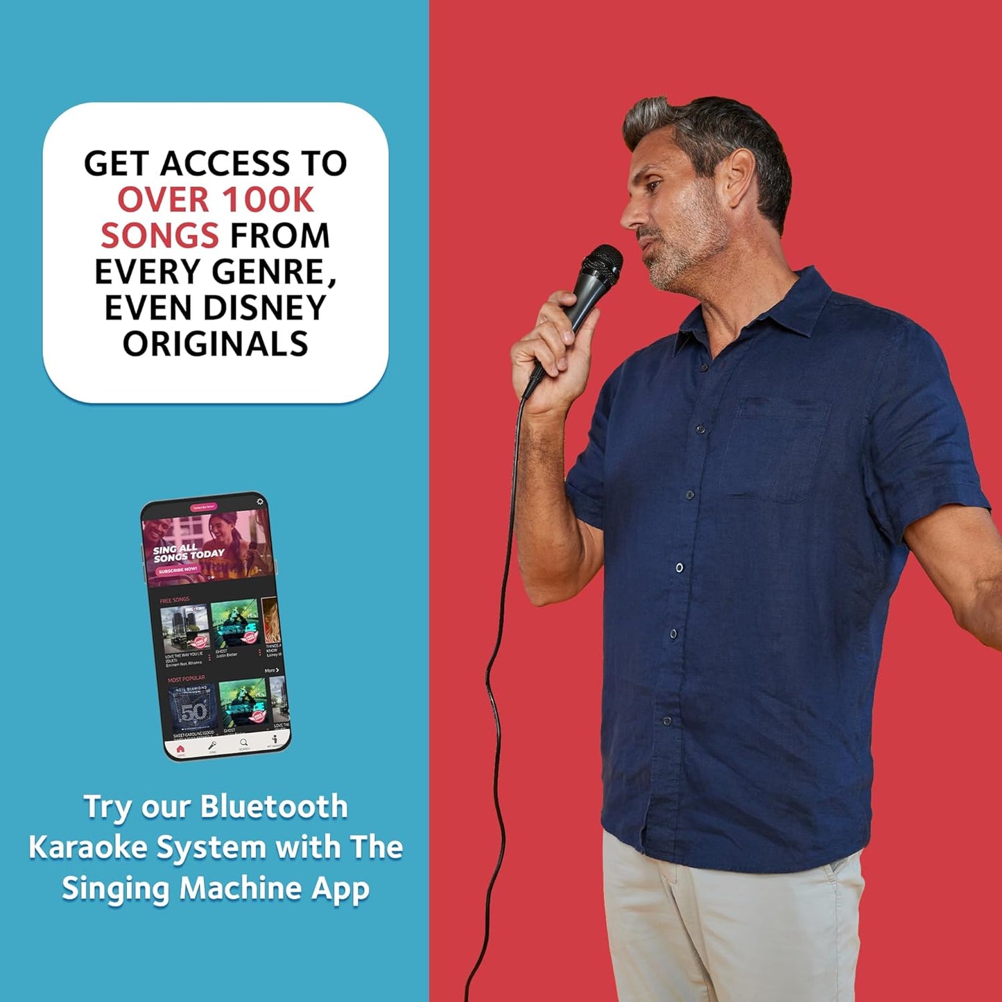 Singing Machine Portable Karaoke Machine for Adults & Kids with Wired Microphone, White - Built-In Speaker, Bluetooth with LED Disco Lights - Karaoke System with CD+G Player & USB Connectivity