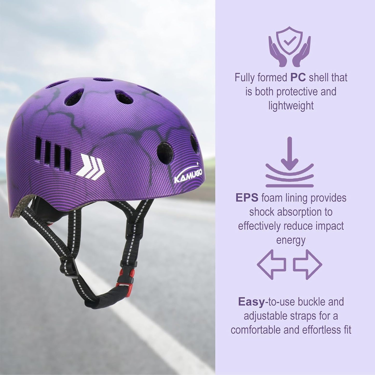 KAMUGO Kids Bike Helmet Set, Toddler Helmet for Ages 2-8 Boys Girls with Sports Protective Gear Set Knee Elbow Wrist Pads for Skateboard Cycling Scooter Rollerblading