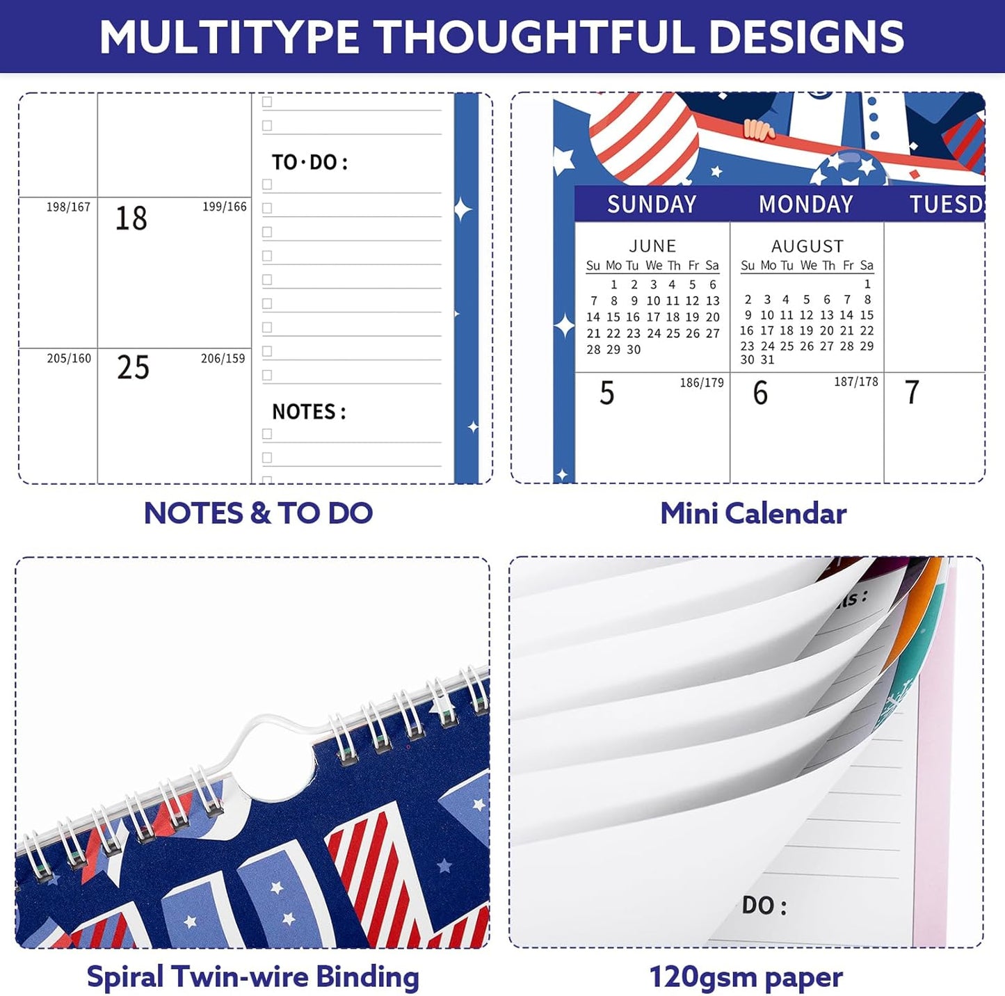 Wall Calendar 2026-2027, 18 Month Large Desk Calendar from January 2026 to June 2027 14.5" x 11.8" Monthly Calendar with Twin-Wire Binding for Home Office Planning Organisers, Festival Style