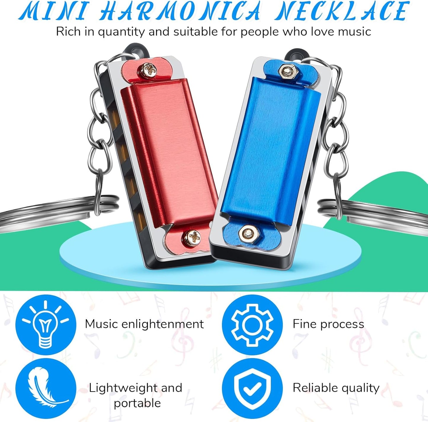 Ecally 64 Pcs Mini Harmonica Keychain for Kids Operation Christmas Favors Portable Wind Instruments 4 Holes 8 Tunes Harmonica Music Party Favors Cute Music Keychain Accessory (Multicolor)
