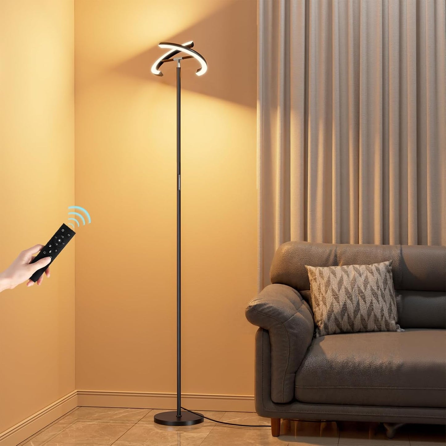 Floor Lamps for Living Room, 40W/2400LM Rotatable LED Floor Lamp with Touch & Remote Control, 70" Tall Standing Lamp Stepless Dimmable, Modern Torchiere Corner Lamp for Bedroom, Office
