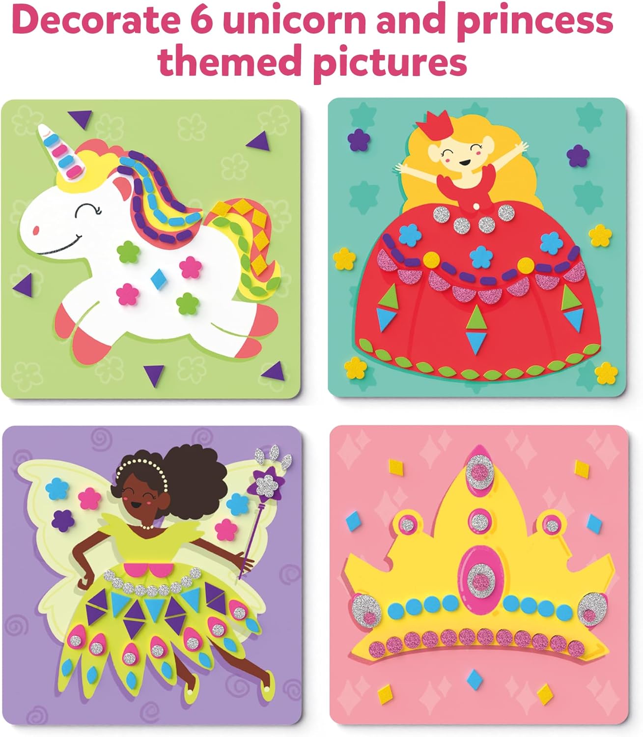Skillmatics Foam Sticker Art Activity - Unicorns & Princesses, Mess-Free Fun for Kids, 800+ 3D Foam Stickers, DIY Felt Craft Kits, Gifts for Girls & Boys Ages 3, 4, 5, 6, 7
