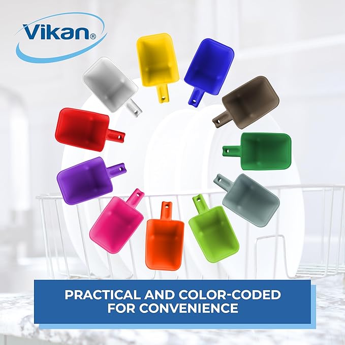 Vikan Remco 63004 Color-Coded Plastic Hand Scoop - BPA-Free Food-Safe Kitchen Utensils, Restaurant and Food Service Supplies, 16 oz, Red