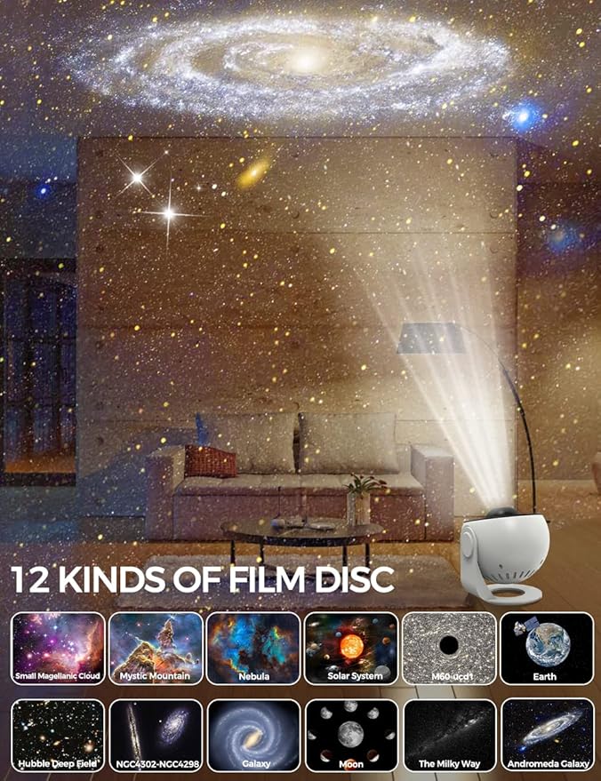 Galaxy Projector, 13 in 1 Planetarium Star Projector for Bedroom Decor, 360° Rotating Nebula Projector Lamp, Timmer Starry Night Light Sleep Projector for Kids,Ceiling,Room Decoration,Gifts