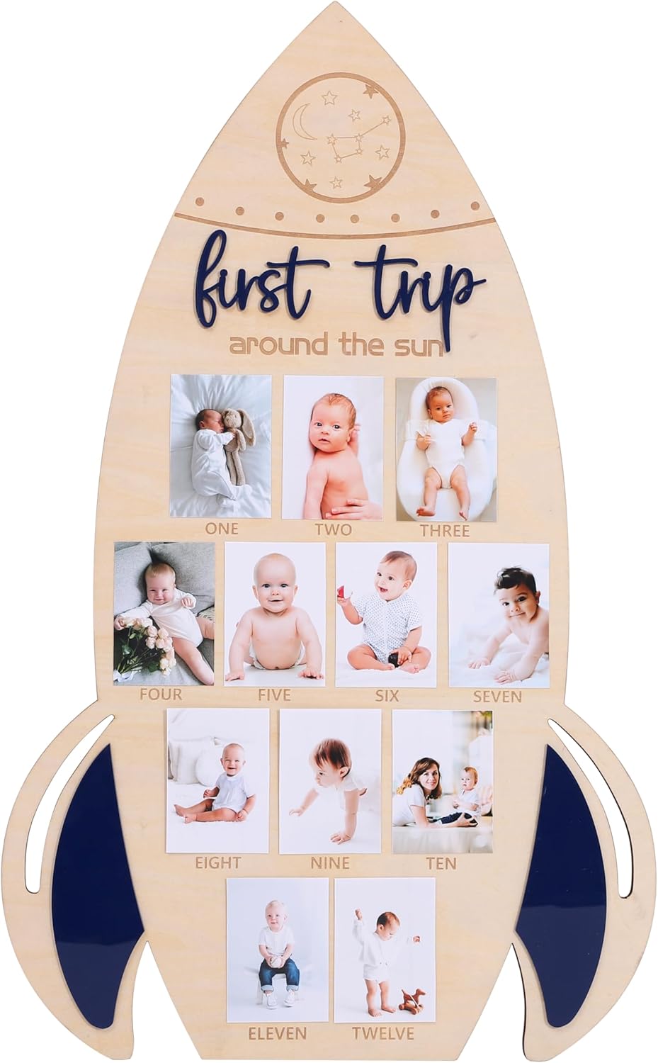 First Trip Around The Sun Photo Board - My First Year Frames, First Year Milestones Photo Board, 12 Month Photo Decorations, Girl/Boy 1st Birthday Decorations