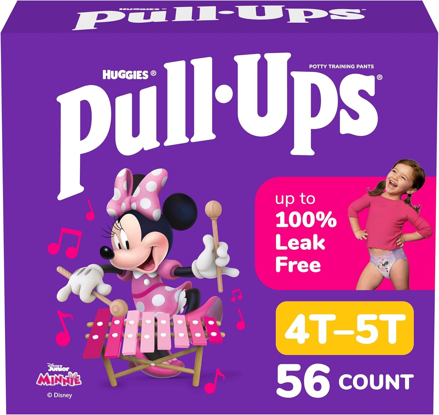 Pull-Ups Girls' Potty Training Pants, Size 4T-5T Training Underwear (38-50 lbs), 56 Count
