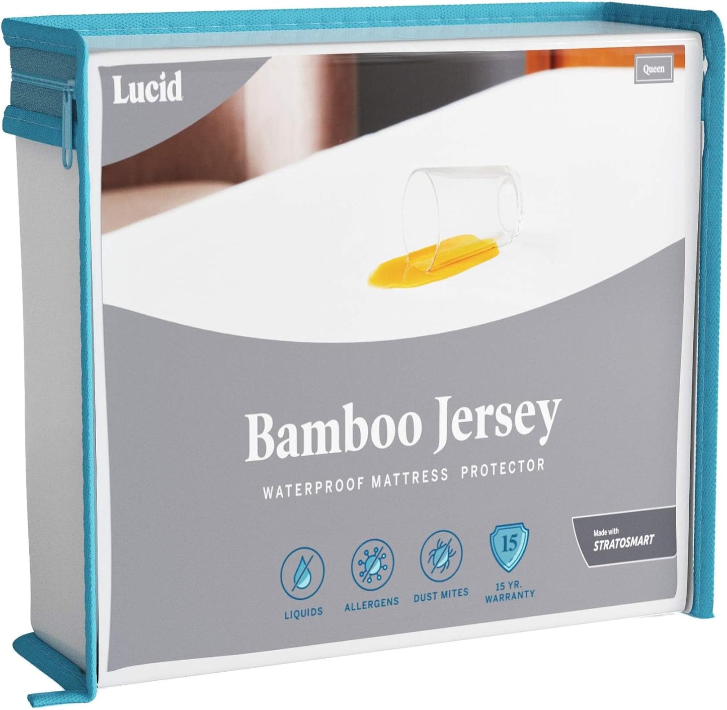 LUCID Premium Rayon from Bamboo Jersey Mattress Protector | Twin XL Size Waterproof Mattress Protector | Ultra Soft, Fitted Sheet Style, White
