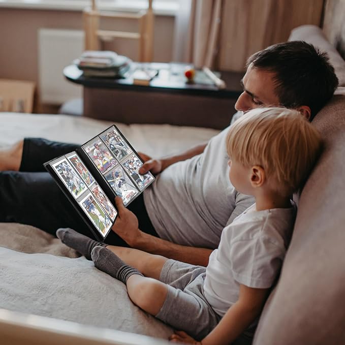 4 Pocket Card Binder for 160 Sleeves, Card Folder Ablum for Trading Cards Collection for Sports Cards, Baseball Cards, Game Cards, Mini TCG Binder Fit for MTG, Gift for Card Collector (Black)