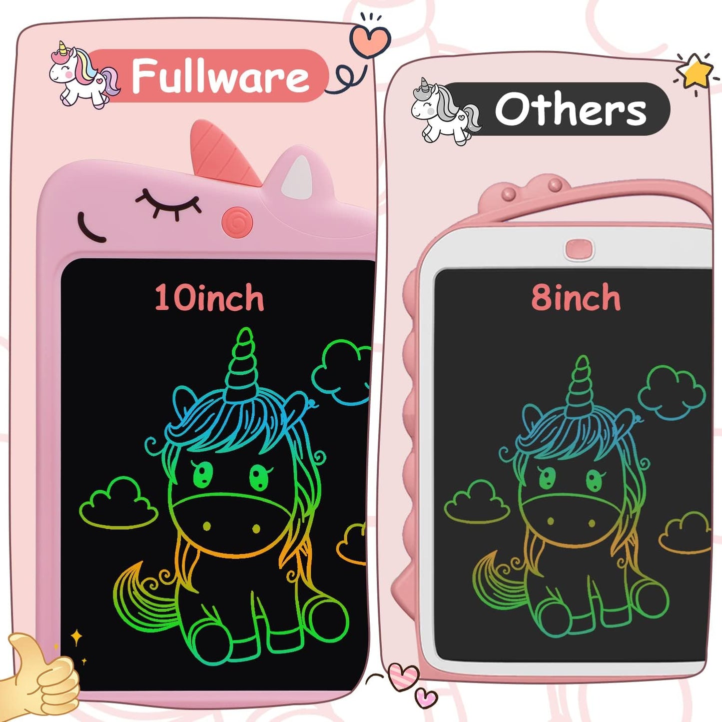 LCD Writing Tablet for Kids, 10 Inch Colorful Drawing Board, Learning Educational Toddler Toys Gifts for Kids, Drawing Tablet Gift for Boys Girls 3 4 5 6 7 8 Years Old (Pink-Unicorn)