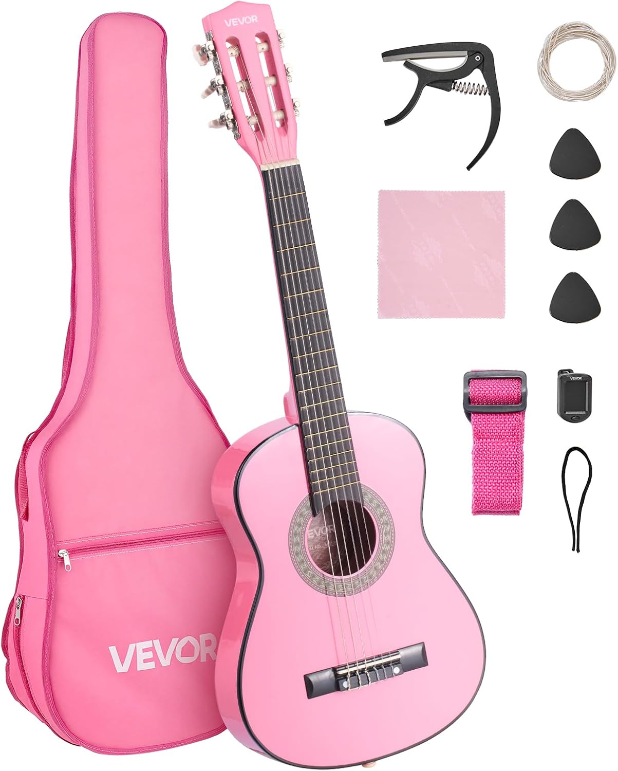 VEVOR Acoustic Guitar, Classical Guitar Starter Kit for Beginners, with Nylon Strings, Basswood Guitar, for Kids Adults Girls Boys Students