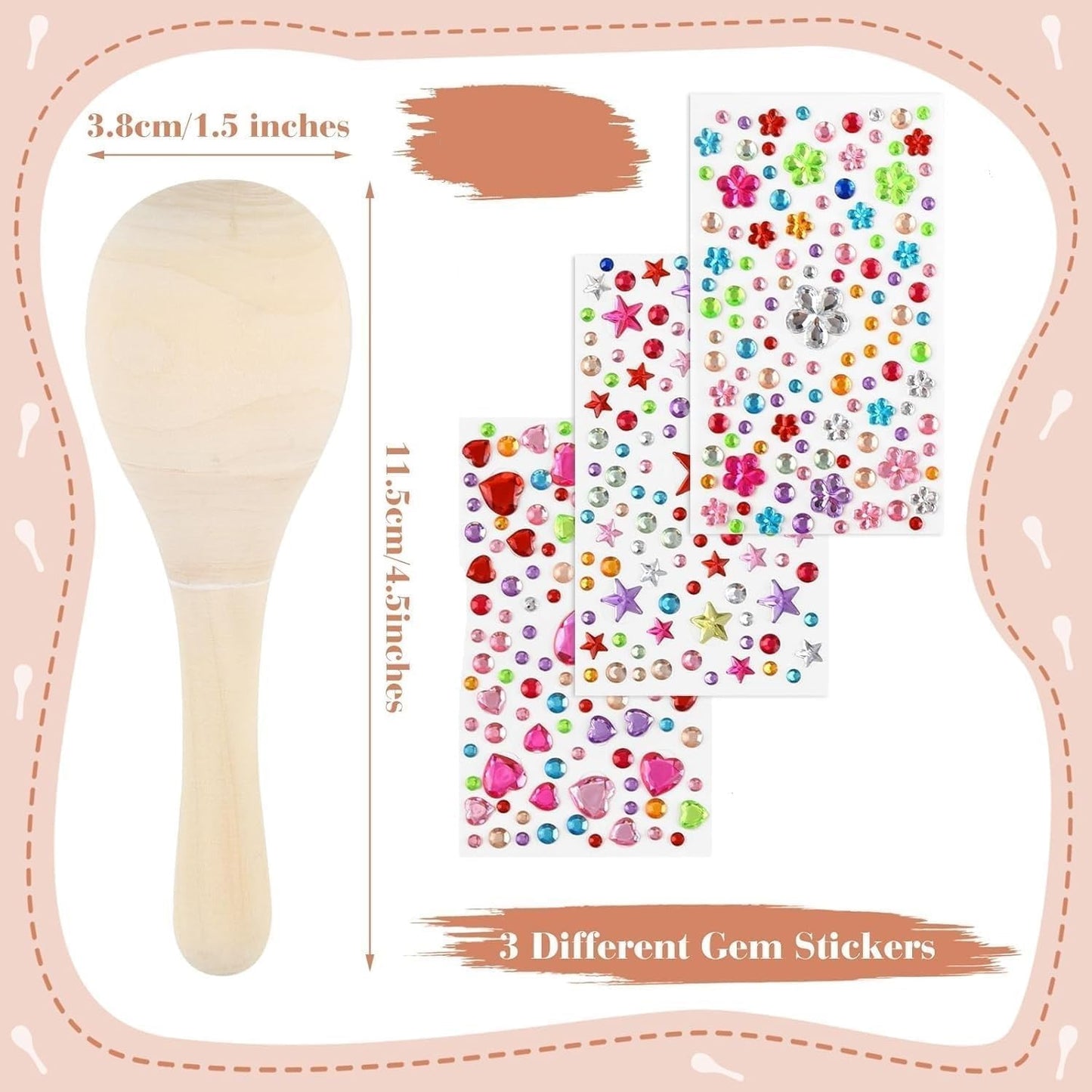 PLULON 25 Pcs Mini Wooden Maracas Unfinished Maracas for Fiesta Party Decorations with 27 Pcs Colorful Painting Tools, Maracas Musical for Mexican Party Favors Cinco De Mayo Party Supplies