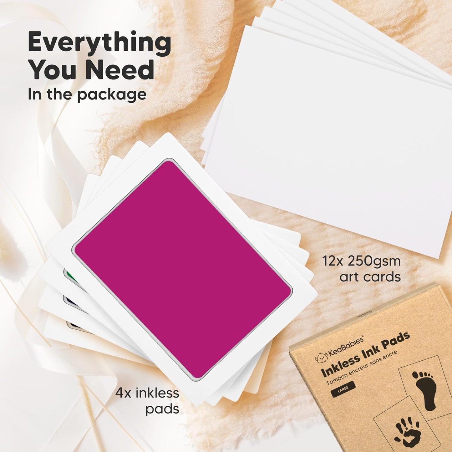 4-Pack Inkless Baby Hand and Footprint Kit - Mess Free Ink Pad for Newborn Keepsake, Dog Nose & Paw Print Kit, Clean Touch Ink Pad for Baby Hand & Footprints, Ideal New Mom Gifts (Holidays, L)