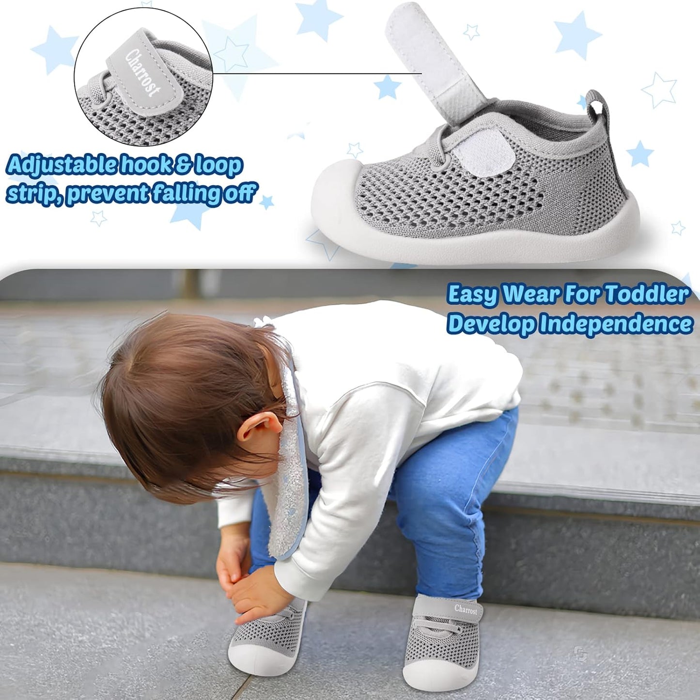 Charrost Toddler Baby Girl Boy First Walking Shoes Checkered Sneakers Sizes 3/4/5/6/7/8T. Soft, Cute,Flexible for First Walkers. Non-Slip, Slip On, Wide Toe Box Indoors Outdoors