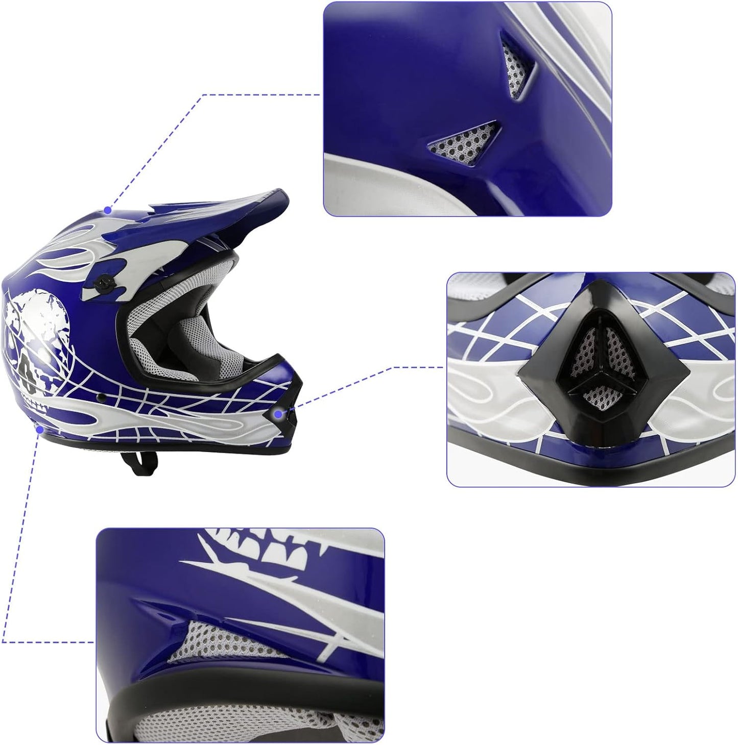 TCMT Dot Youth & Kids Motorcycle Off-Road Helmet Full Face Motocross Street Dirt Bike Mountain Bike BMX MX ATV Helmet+Goggles+Gloves New