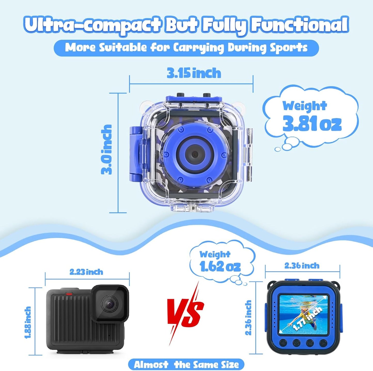 PROGRACE Kids Waterproof Camera for Boy Toys -Waterproof Digital Camera Underwater Video Cameras for Boys Kids Age 3-14 Year Old Birthday Presents with 32GB Card