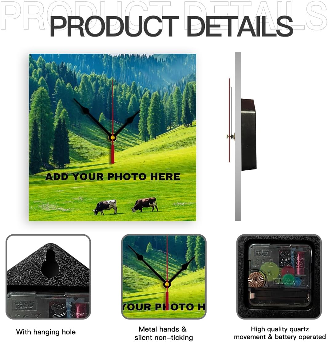 Generic Custom Wall Clock Personalized Wall Photo That PVC Customized Round Silent Clock for Living Room Creative, 10inch-25cm