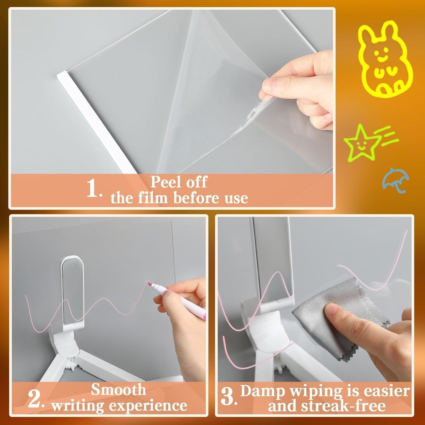 LED Note Board with 12 Colors Markers, 8x8 Inch Light up Acrylic Dry Erase Board Glow Drawing Writing Board with Stand Led Message Memo Board for Office School Home Bedroom Kitchen