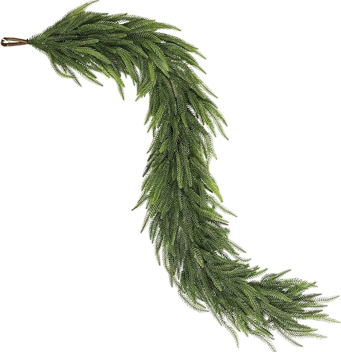 9FT Christmas Norfolk Pine Garland -1PCS, Artificial Pine Needles Garlands Faux Greenery Fake Garland for Holiday Fireplace,Table,Window,Stairs,Mante,Indoor Outdoor Decor