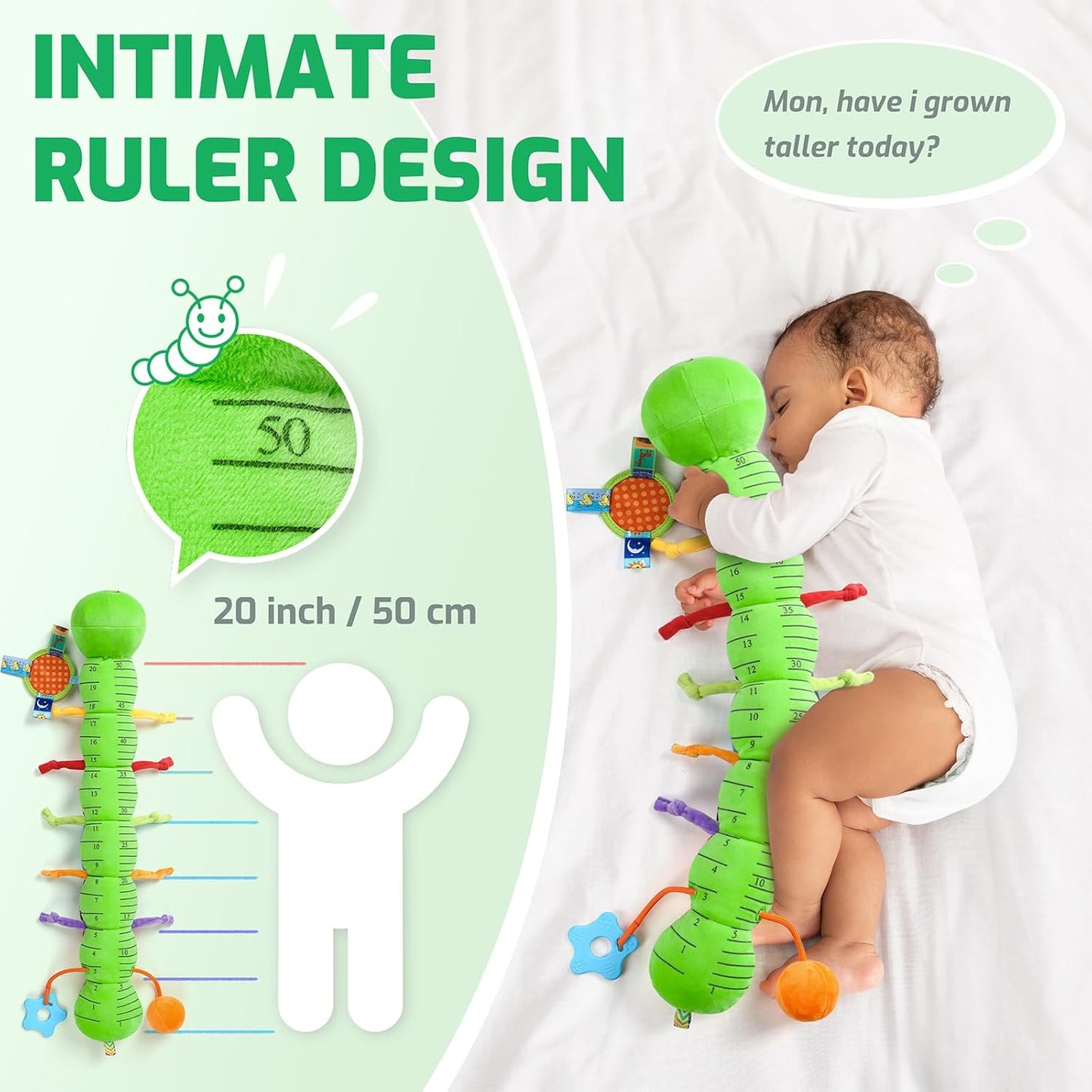 Sumobaby Baby Toys 0-6 6-12 Months,Music Caterpillar Plush Toy with Baby Mirror, Pull String&Crinkle Rattle,Infant Teething Toys,Tummy Time for 0-3-6-12 Month Boys Girls Newborn Gifts (Green-Branch)
