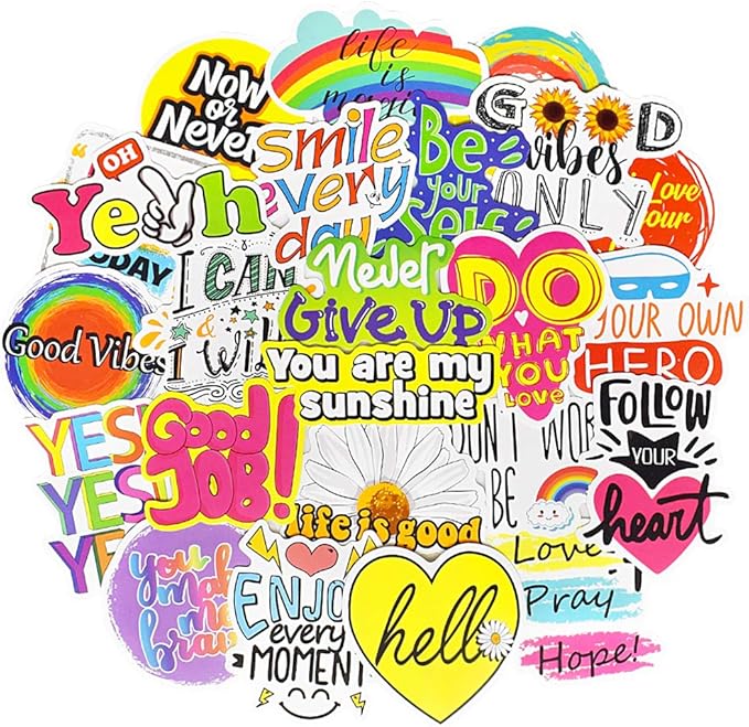 QTL Inspirational Stickers for Kids Motivational Stickers for Water Bottles Laptop for Teens Adults Waterproof Vinyl Pack 50Pcs