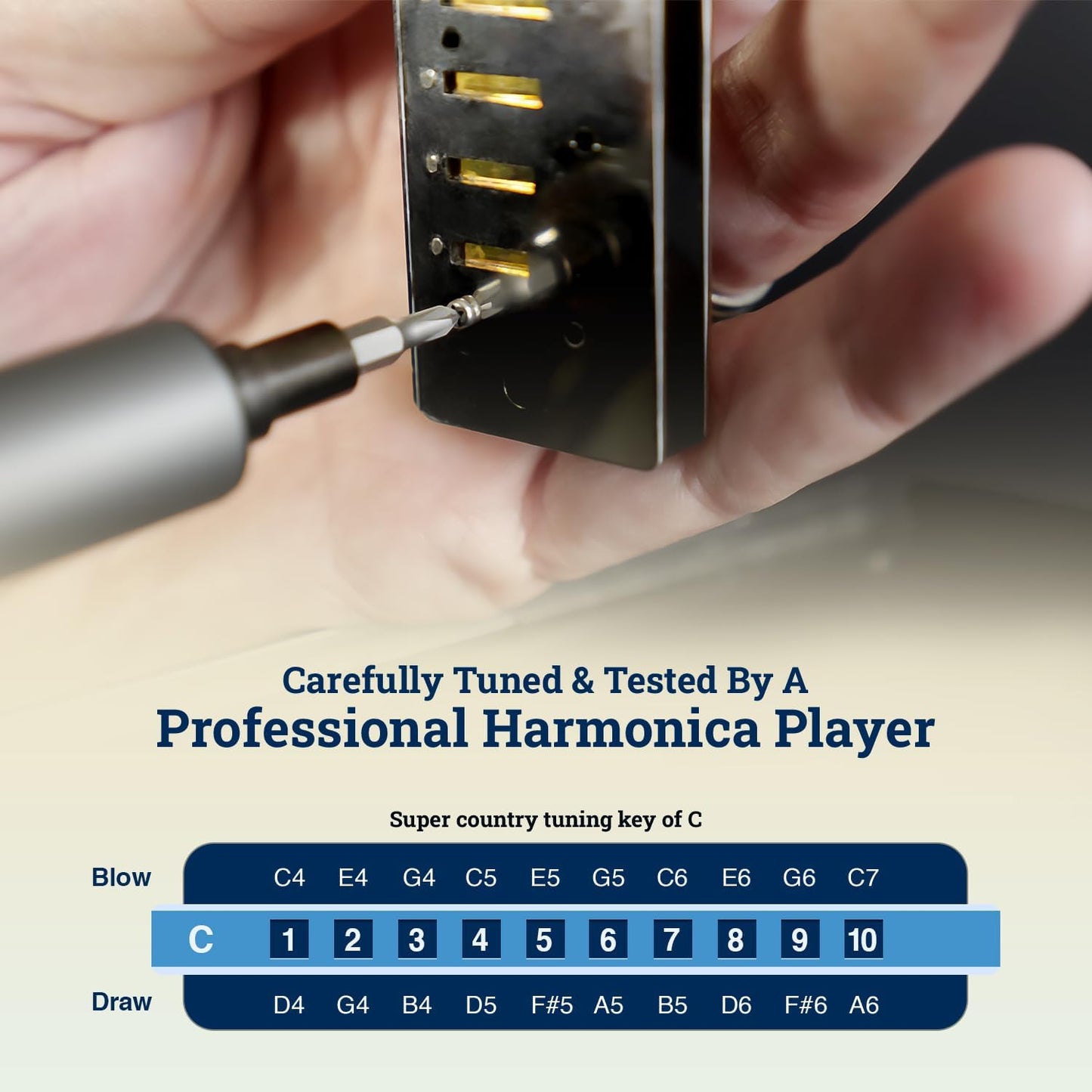 Harmo Polar Country Diatonic Harmonica Key of Db, Super Country Tuned - Ideal for Country, Bluegrass, Jazz, and Celtic Music, Mouth Organ With Case, Harmonica for Adults, Beginners & Professionals