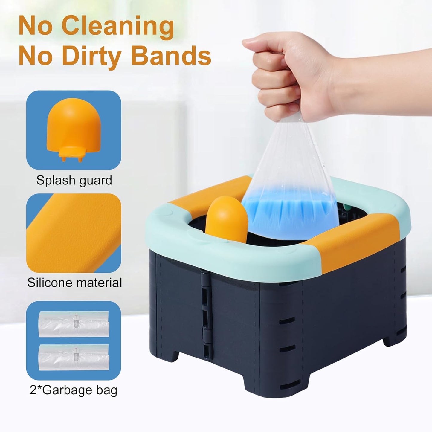 Toilet bowls for children，Portable Potty for Toddler Travel Foldable Travel Potty for Boys Girls Emergency Toilets for Car,Outdoor,Camping and Indoor Seat with Storage Bag（Quiet Blue）