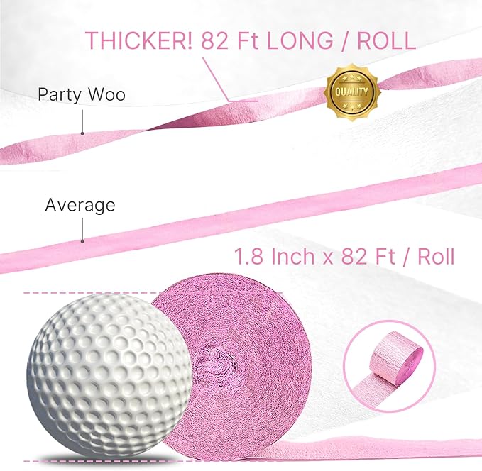 PartyWoo Pink and Red Crepe Paper Streamers 4 Rolls 328 ft Pack of Hot Pink and Red Crepe Paper for Baby Shower Valentine's Day Bachelorette Birthday Party Decorations (1.8 Inch x 82 Ft/Roll)