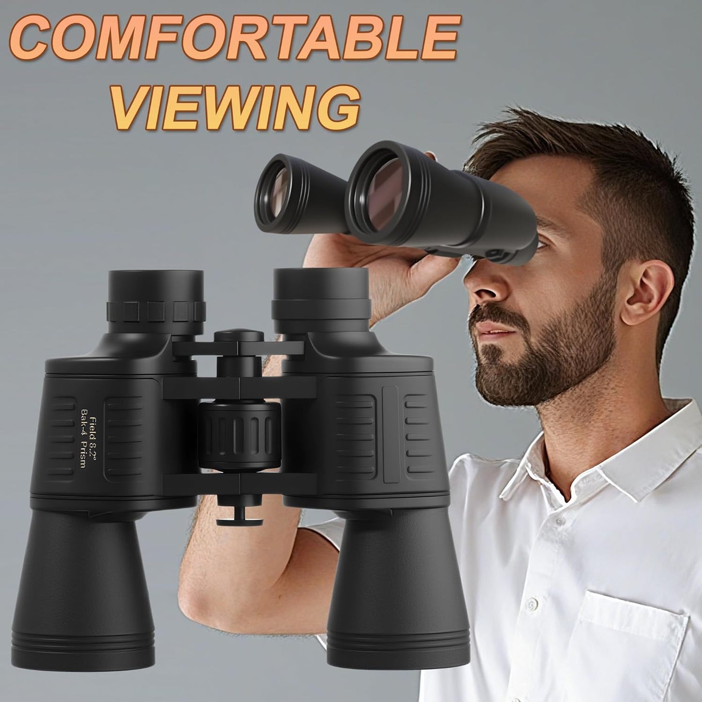 20 x 50 High Powered Binoculars for Adults, Large View Binocular Waterproof Compact Binoculars with Low Light Vision for Bird Watching Sightseeing Wildlife Watching Traveling Stargazing (Black)