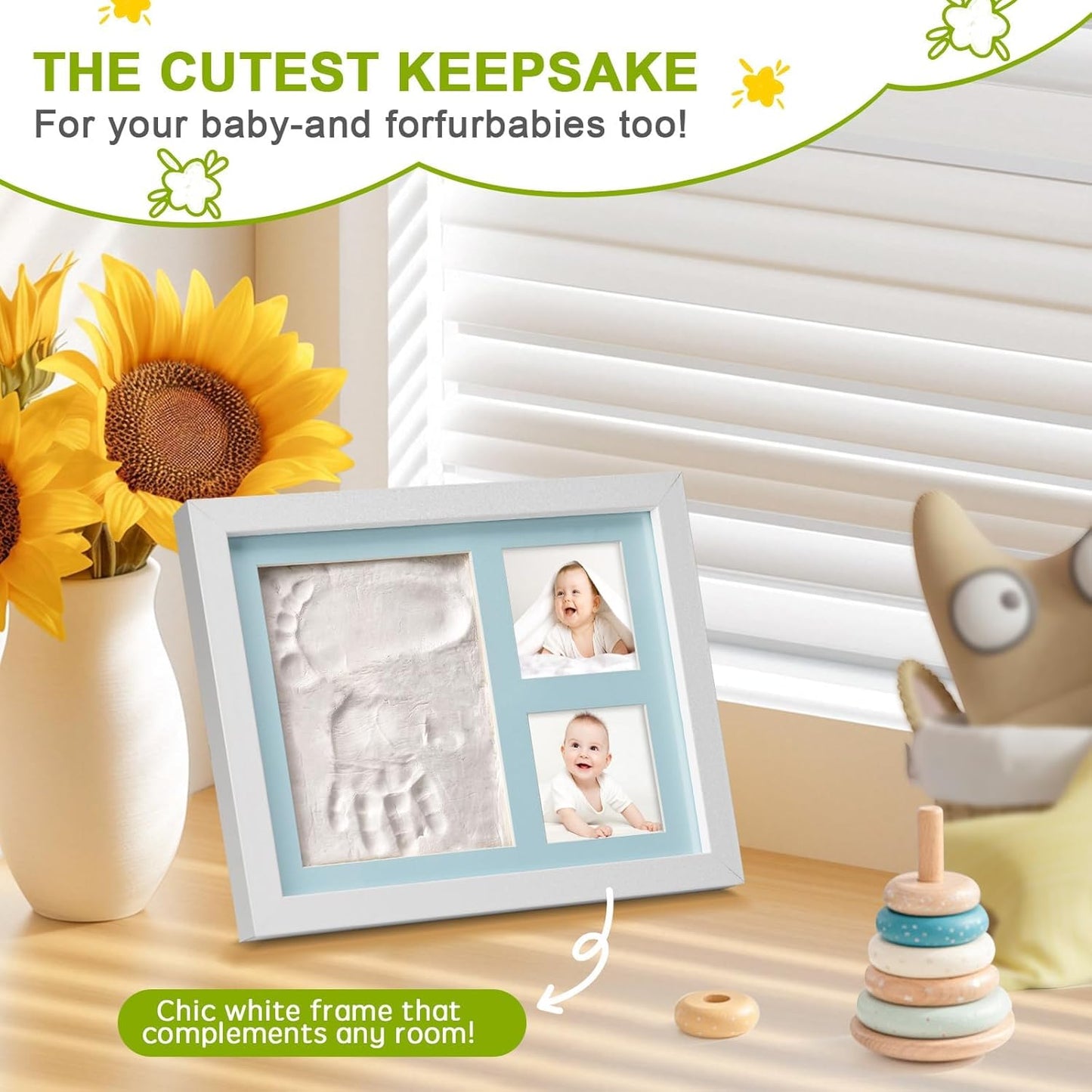 Baby Footprint and Handprint Clay Kit,Baby Hand and Footprint Kit,Clay Handprint Keepsake Frame,Newborn Keepsake Frame,Newborn Essentials Must Haves(black)