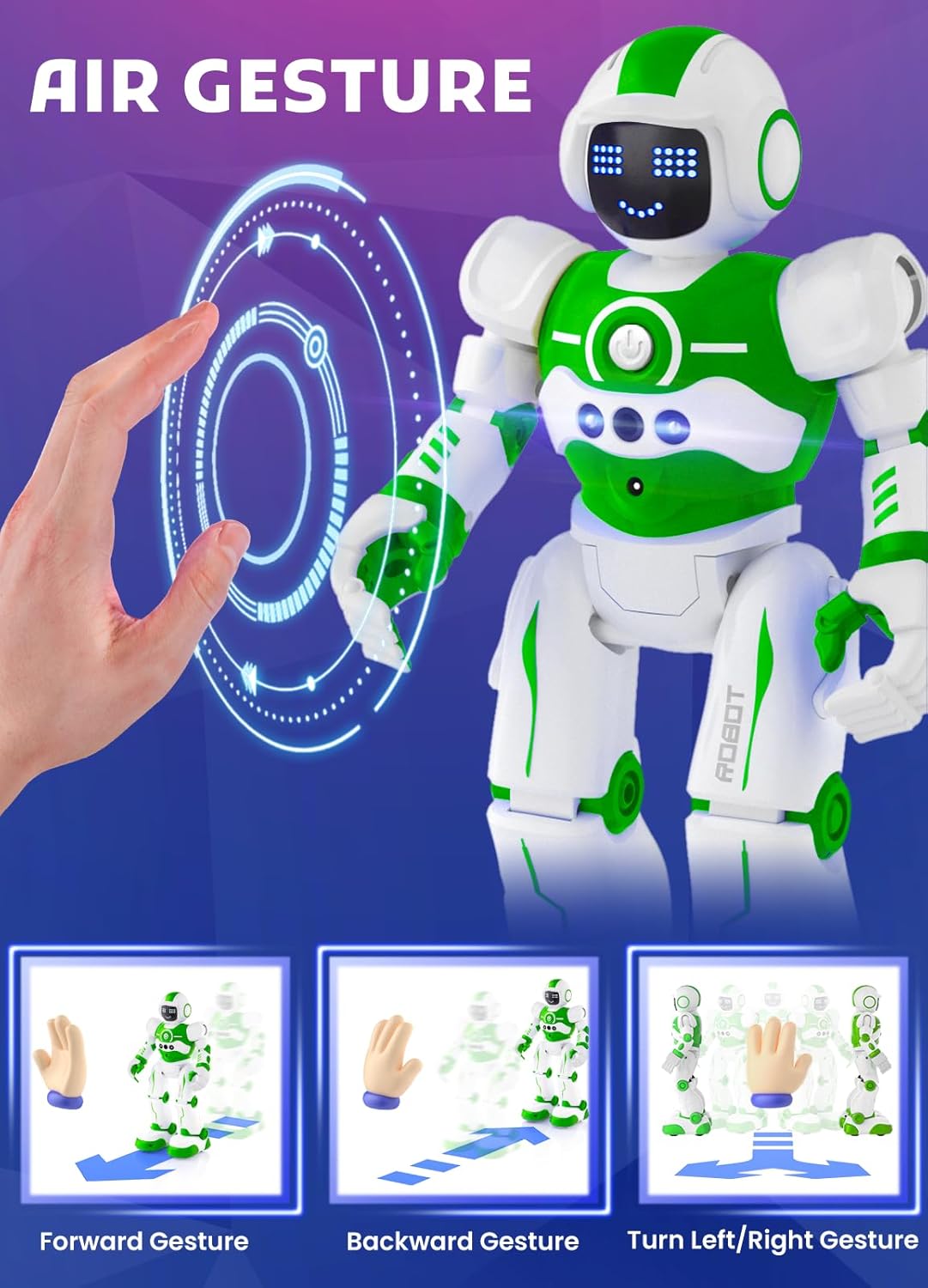 Robot Toys for Kids,Programmable Remote Control Smart Walking Dancing Robot Toy with Gesture & Sensing for Age 4 5 6 7 8 9 10 Year Old Boys for Birthday Present,Green