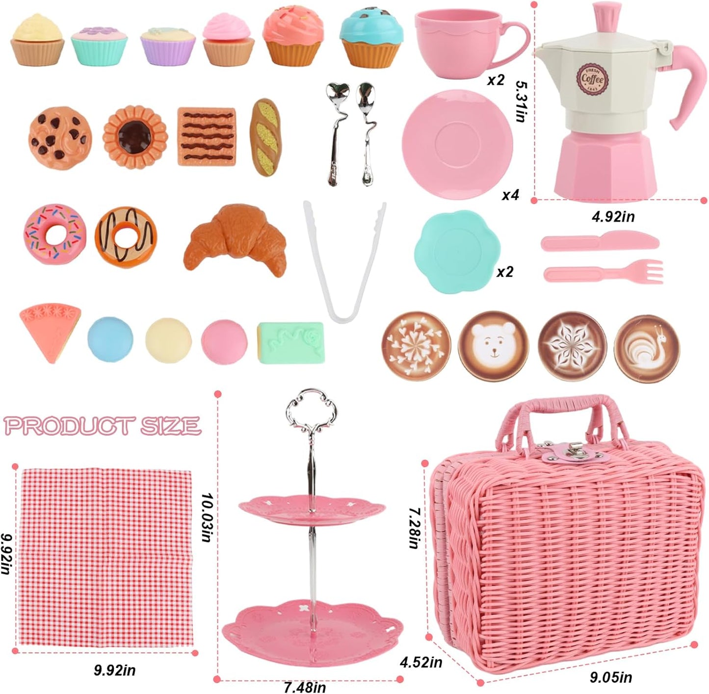 Afternoon Tea Toys Set Pretend Play Food Toys for Toddler Girls, Party Tea Playset Toy Gifts for 3 4 5 6 Year Old Girl Boy Kids Toddlers