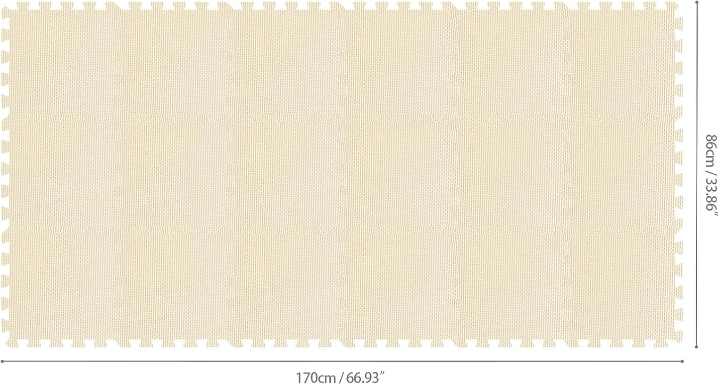 qqpp EVA Rubber 18 Tiles Interlocking Puzzle Foam Floor Mats - Baby Play Mat for Playing | Exercise Mat for Home Workout. Beige. QC-Jb18N