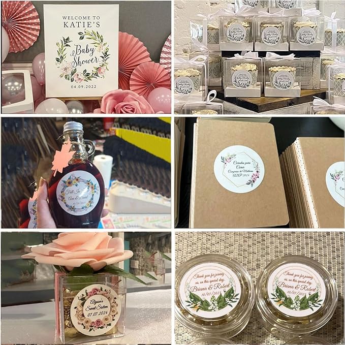 Premium Custom Stickers Labels - Personalized Stickers for Businesses Logo and Name. Birthday Pets and Label Product Boxes Wedding Favors Waterproof Labels (wreath 8, 2.5 inch)