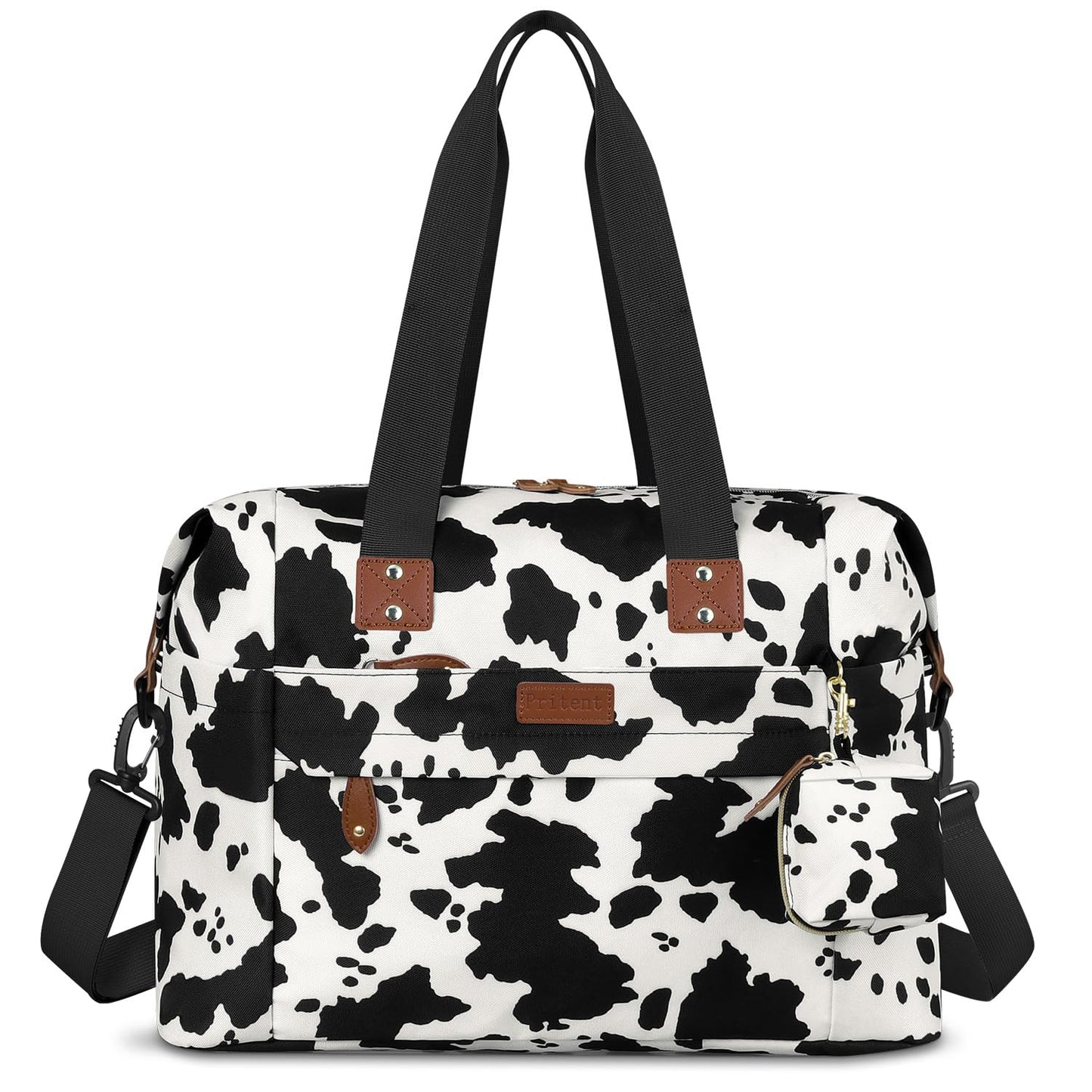 Diaper Bag Tote - Diaper Baby Bags with Pacifier Case, Shoulder Straps, Stroller Clips, Waterproof Large Mommy Maternity Bag Travel Baby Bag for Mom and Dad, Cowprint, Medium