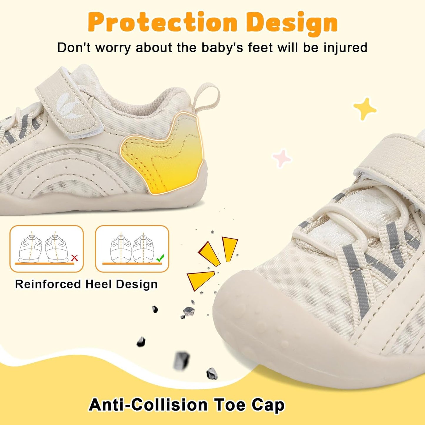 FEETCITY Wide Baby Shoes Boys Girls Baby Barefoot Shoes Breathable Infant Walking Shoe Crib Sock Shoe Toddler Sneakers Flexible
