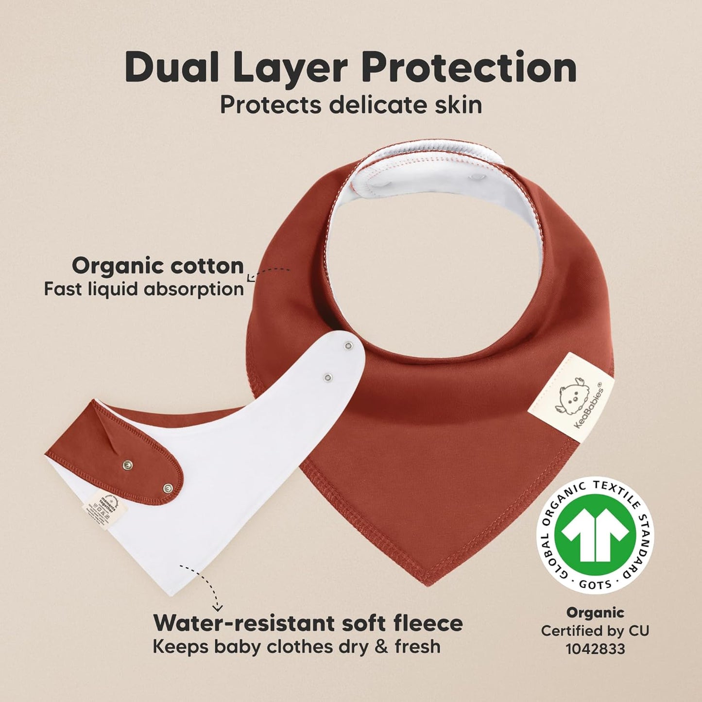 8-Pack Organic Baby Bandana Bibs for Boys, Girls - Super Absorbent Triangle Baby Bibs for Drooling and Teething Infant, 100% Cotton Extra Soft for Newborn, Infant 0-36 Months (Sahara)