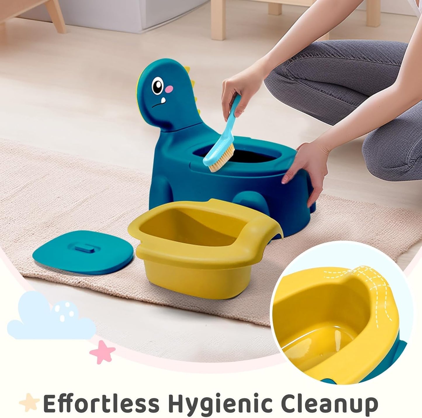 Potty Seat Baby Training Chair Boys Girls Toddler Dinosaur Comfortable children 1-5 years old Baby toilet Animal seat with lid back potty trainer (blue)