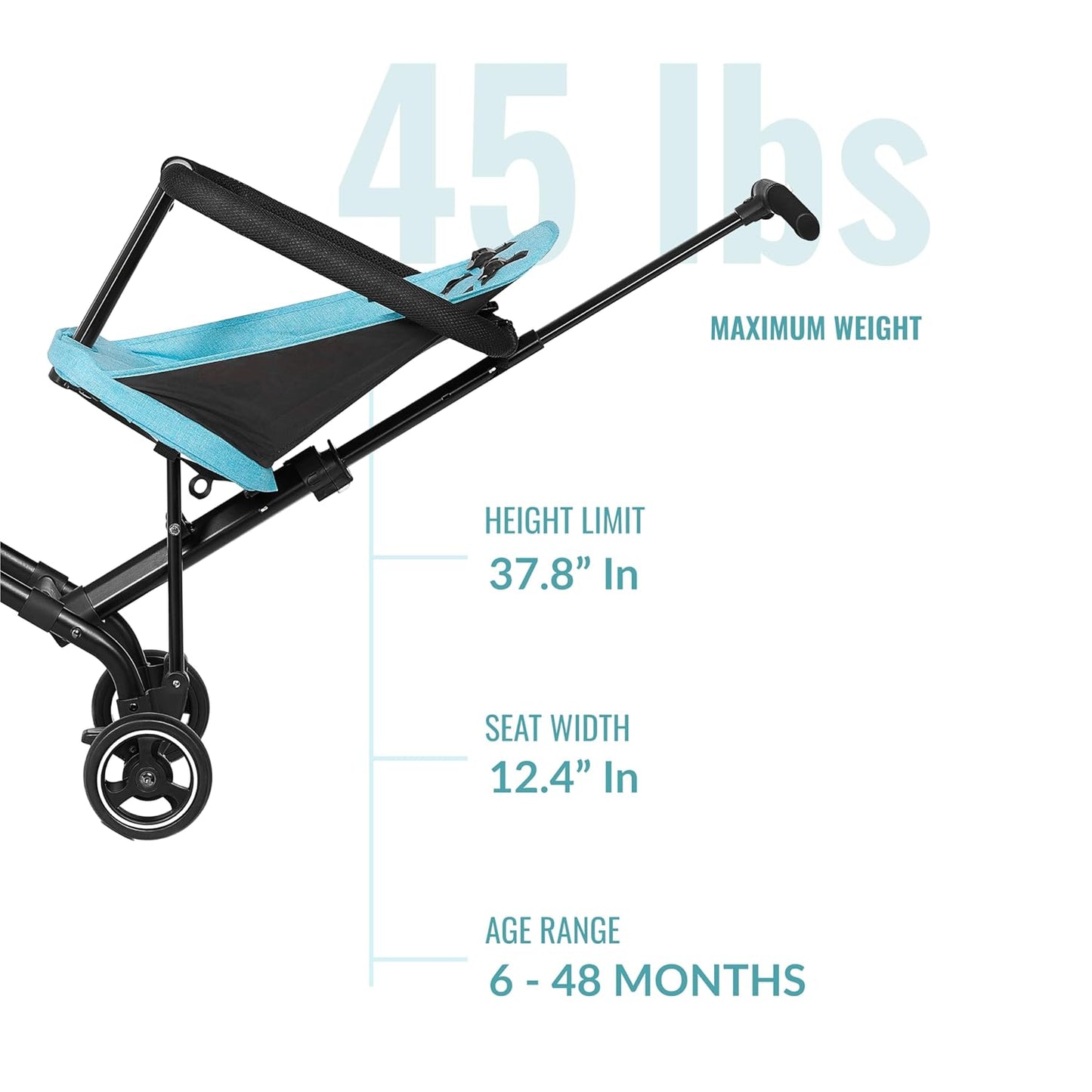 Dream On Me Lightweight and Compact Coast Rider Stroller with One Hand Easy Fold, Adjustable Handles and Soft Ride Wheels, Sky Blue