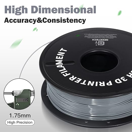 Geeetech TPU Filament 1.75mm – 95A Flexible 3D Printer Filament with High Elasticity, 1KG (2.2lbs) Spool, Dimensional Accuracy ±0.03mm, Fits Most FDM Printers (Grey)