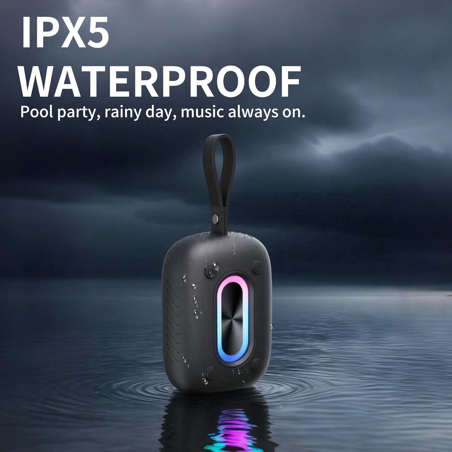 Waterproof Shower Bluetooth Speaker, Durable & Portable with Clear Sound, Ideal for Shower, Pool, Beach & Kayaking, BT 5.3 –Black